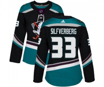 Women Anaheim Ducks #33 Jakob Silfverberg Authentic Black Teal Alternate Hockey Jersey