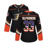 Women Anaheim Ducks #33 Jakob Silfverberg Authentic Black USA Flag Fashion Hockey Jersey