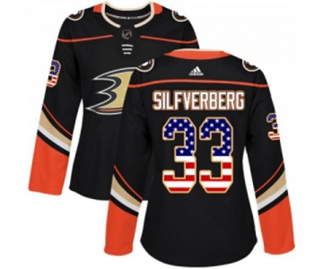 Women Anaheim Ducks #33 Jakob Silfverberg Authentic Black USA Flag Fashion Hockey Jersey