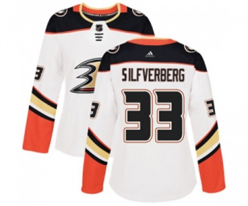 Women Anaheim Ducks #33 Jakob Silfverberg Authentic White Away Hockey Jersey