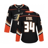 Women Anaheim Ducks #34 Sam Steel Authentic Black Home Hockey Jersey