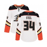 Women Anaheim Ducks #34 Sam Steel Authentic White Away Hockey Jersey