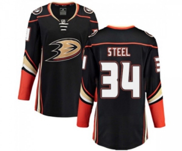 Women Anaheim Ducks #34 Sam Steel Fanatics Branded Black Home Breakaway Hockey Jersey