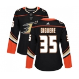 Women Anaheim Ducks #35 Jean-Sebastien Giguere Authentic Black Home Hockey Jersey