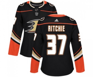 Women Anaheim Ducks #37 Nick Ritchie Authentic Black Home Hockey Jersey