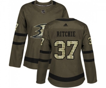 Women Anaheim Ducks #37 Nick Ritchie Authentic Green Salute to Service Hockey Jersey