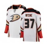 Women Anaheim Ducks #37 Nick Ritchie Authentic White Away Fanatics Branded Breakaway Hockey Jersey