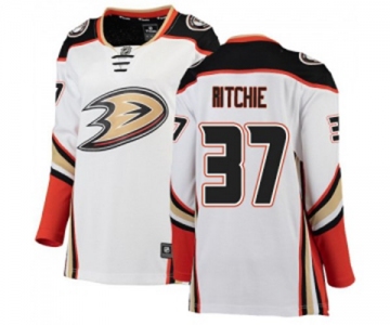 Women Anaheim Ducks #37 Nick Ritchie Authentic White Away Fanatics Branded Breakaway Hockey Jersey