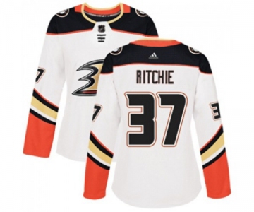 Women Anaheim Ducks #37 Nick Ritchie Authentic White Away Hockey Jersey