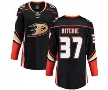 Women Anaheim Ducks #37 Nick Ritchie Fanatics Branded Black Home Breakaway Hockey Jersey