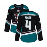 Women Anaheim Ducks #4 Cam Fowler Authentic Black Teal Alternate Hockey Jersey