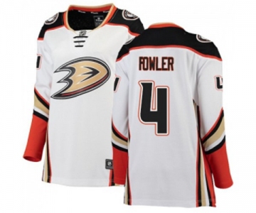 Women Anaheim Ducks #4 Cam Fowler Authentic White Away Fanatics Branded Breakaway Hockey Jersey