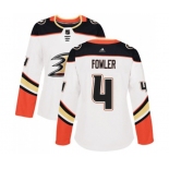 Women Anaheim Ducks #4 Cam Fowler Authentic White Away Hockey Jersey