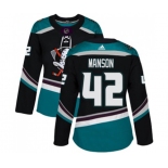 Women Anaheim Ducks #42 Josh Manson Authentic Black Teal Alternate Hockey Jersey