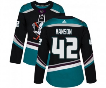 Women Anaheim Ducks #42 Josh Manson Authentic Black Teal Alternate Hockey Jersey