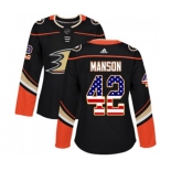 Women Anaheim Ducks #42 Josh Manson Authentic Black USA Flag Fashion Hockey Jersey