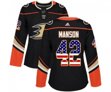 Women Anaheim Ducks #42 Josh Manson Authentic Black USA Flag Fashion Hockey Jersey