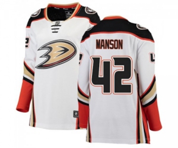 Women Anaheim Ducks #42 Josh Manson Authentic White Away Fanatics Branded Breakaway Hockey Jersey