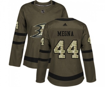 Women Anaheim Ducks #44 Jaycob Megna Authentic Green Salute to Service Hockey Jersey