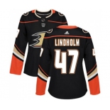 Women Anaheim Ducks #47 Hampus Lindholm Authentic Black Home Hockey Jersey