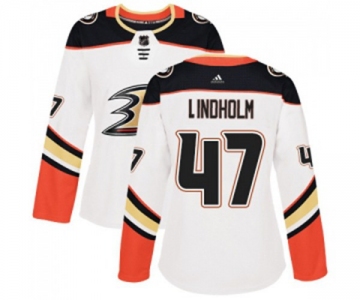 Women Anaheim Ducks #47 Hampus Lindholm Authentic White Away Hockey Jersey