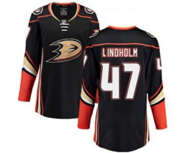 Women Anaheim Ducks #47 Hampus Lindholm Fanatics Branded Black Home Breakaway Hockey Jersey