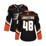 Women Anaheim Ducks #48 Isac Lundestrom Authentic Black Home Hockey Jersey