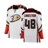 Women Anaheim Ducks #48 Isac Lundestrom Authentic White Away Fanatics Branded Breakaway Hockey Jersey