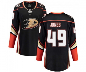 Women Anaheim Ducks #49 Max Jones Authentic Black Home Fanatics Branded Breakaway Hockey Jersey