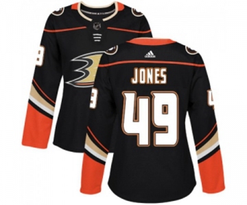 Women Anaheim Ducks #49 Max Jones Authentic Black Home Hockey Jersey