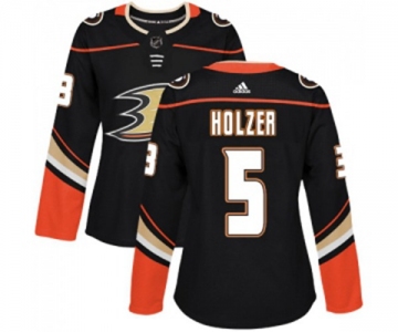 Women Anaheim Ducks #5 Korbinian Holzer Authentic Black Home Hockey Jersey