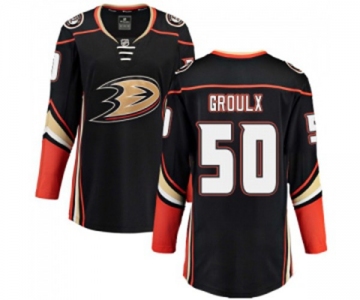 Women Anaheim Ducks #50 Benoit-Olivier Groulx Authentic Black Home Fanatics Branded Breakaway Hockey Jersey