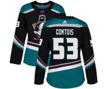 Women Anaheim Ducks #53 Max Comtois Authentic Black Teal Alternate Hockey Jersey