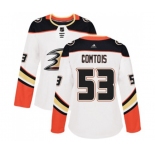 Women Anaheim Ducks #53 Max Comtois Authentic White Away Hockey Jersey