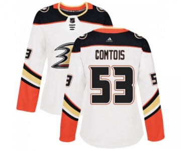 Women Anaheim Ducks #53 Max Comtois Authentic White Away Hockey Jersey