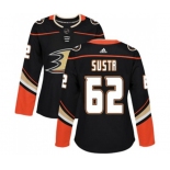 Women Anaheim Ducks #62 Andrej Sustr Authentic Black Home Hockey Jersey