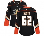 Women Anaheim Ducks #62 Andrej Sustr Authentic Black Home Hockey Jersey