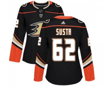 Women Anaheim Ducks #62 Andrej Sustr Authentic Black Home Hockey Jersey