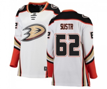 Women Anaheim Ducks #62 Andrej Sustr Authentic White Away Fanatics Branded Breakaway Hockey Jersey