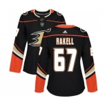 Women Anaheim Ducks #67 Rickard Rakell Authentic Black Home Hockey Jersey