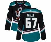 Women Anaheim Ducks #67 Rickard Rakell Authentic Black Teal Alternate Hockey Jersey