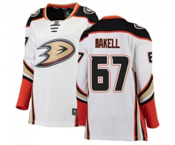 Women Anaheim Ducks #67 Rickard Rakell Authentic White Away Fanatics Branded Breakaway Hockey Jersey