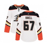 Women Anaheim Ducks #67 Rickard Rakell Authentic White Away Hockey Jersey