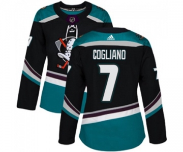 Women Anaheim Ducks #7 Andrew Cogliano Authentic Black Teal Alternate Hockey Jersey