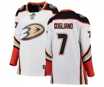 Women Anaheim Ducks #7 Andrew Cogliano Authentic White Away Fanatics Branded Breakaway Hockey Jersey