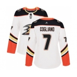 Women Anaheim Ducks #7 Andrew Cogliano Authentic White Away Hockey Jersey