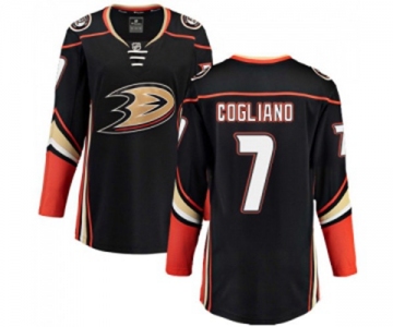 Women Anaheim Ducks #7 Andrew Cogliano Fanatics Branded Black Home Breakaway Hockey Jersey