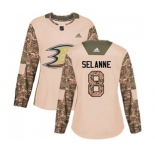 Women Anaheim Ducks #8 Teemu Selanne Authentic Camo Veterans Day Practice Hockey Jersey