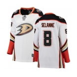 Women Anaheim Ducks #8 Teemu Selanne Authentic White Away Fanatics Branded Breakaway Hockey Jersey