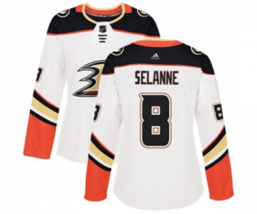 Women Anaheim Ducks #8 Teemu Selanne Authentic White Away Hockey Jersey